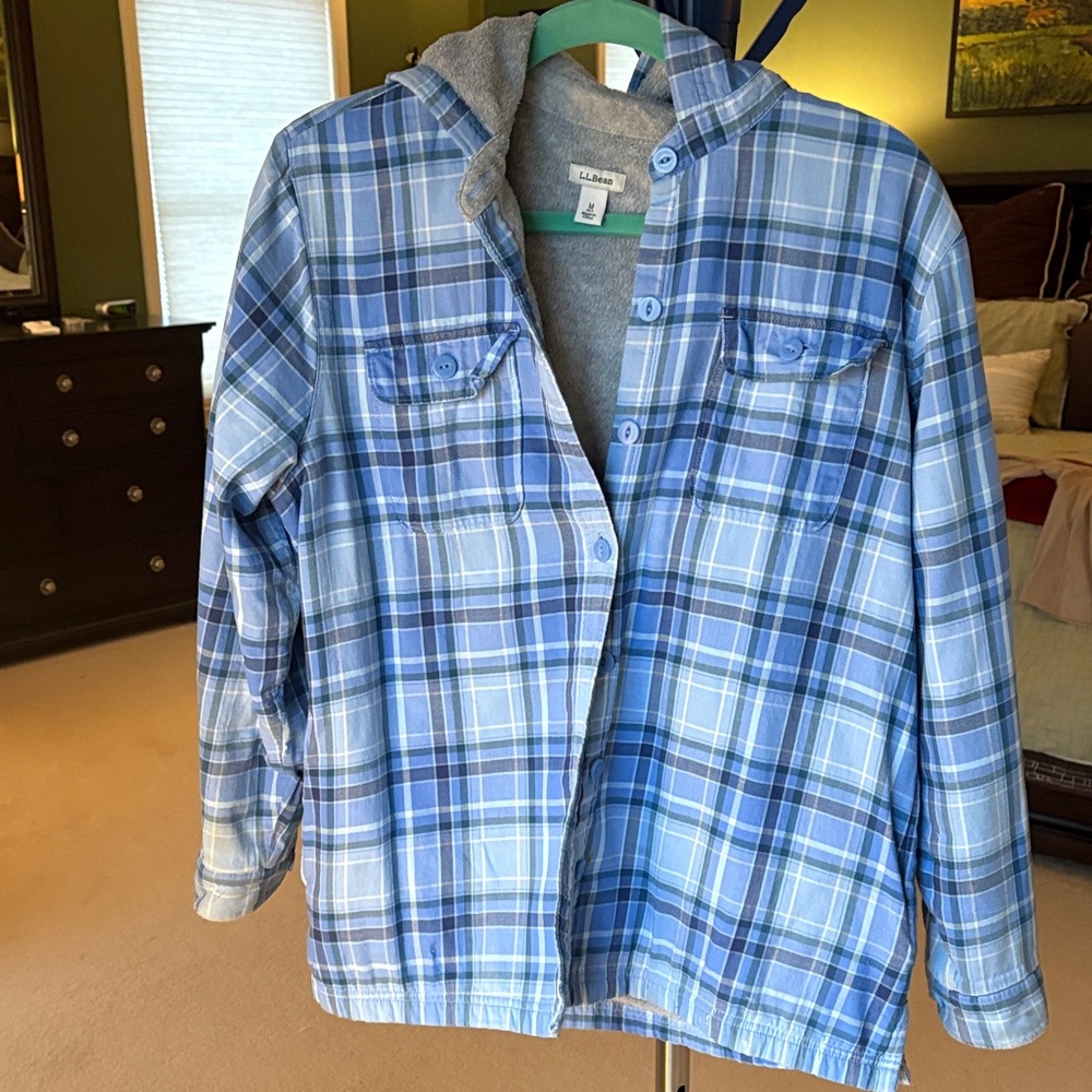 L.L. Bean Blue Plaid Utility Jacket